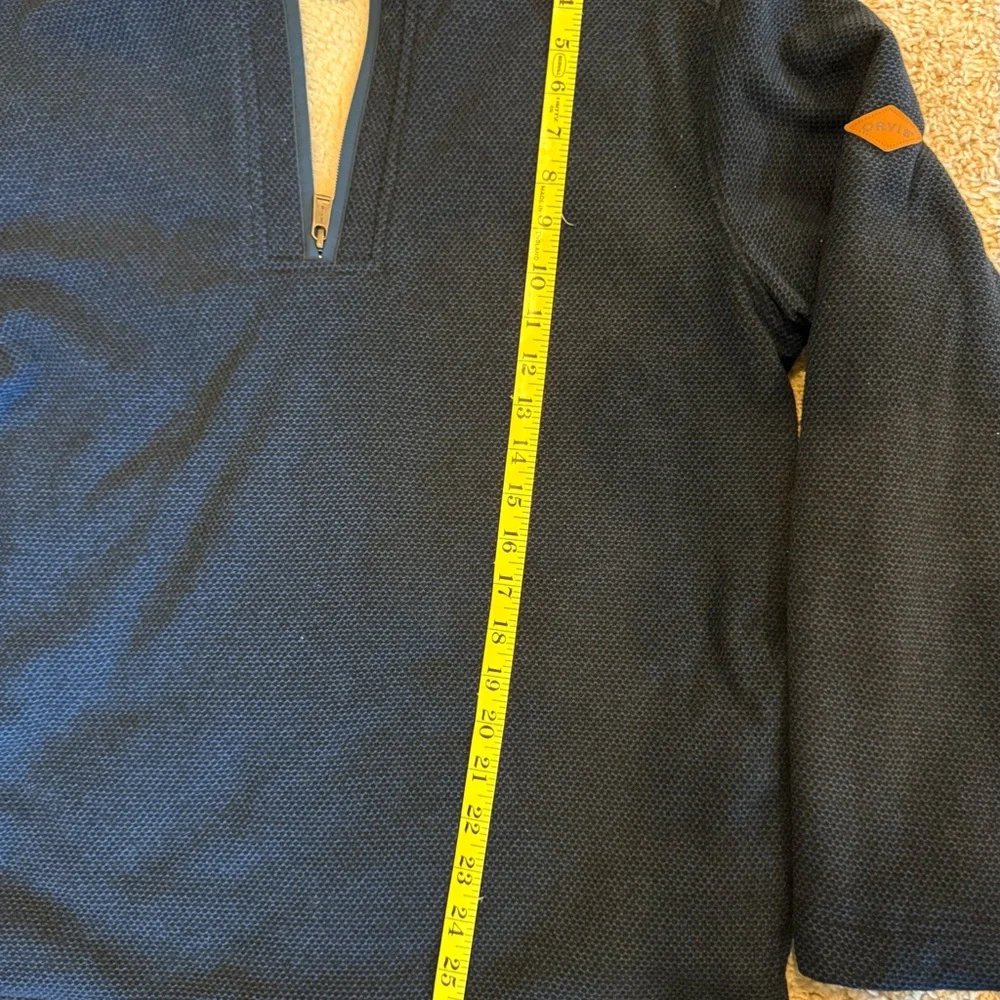 Orvis Men's Navy 1/4 zip sweater SZ M. Fleece lined. Excellent condition